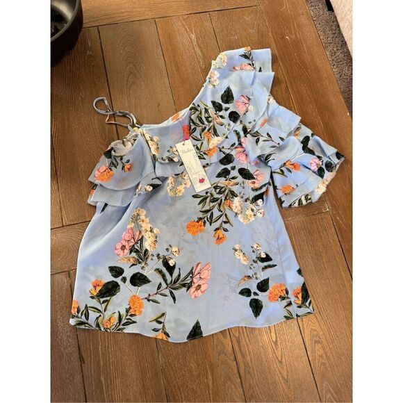 Parker NWT Womens Floral One Shoulder Blouse Size - Picture 6 of 9